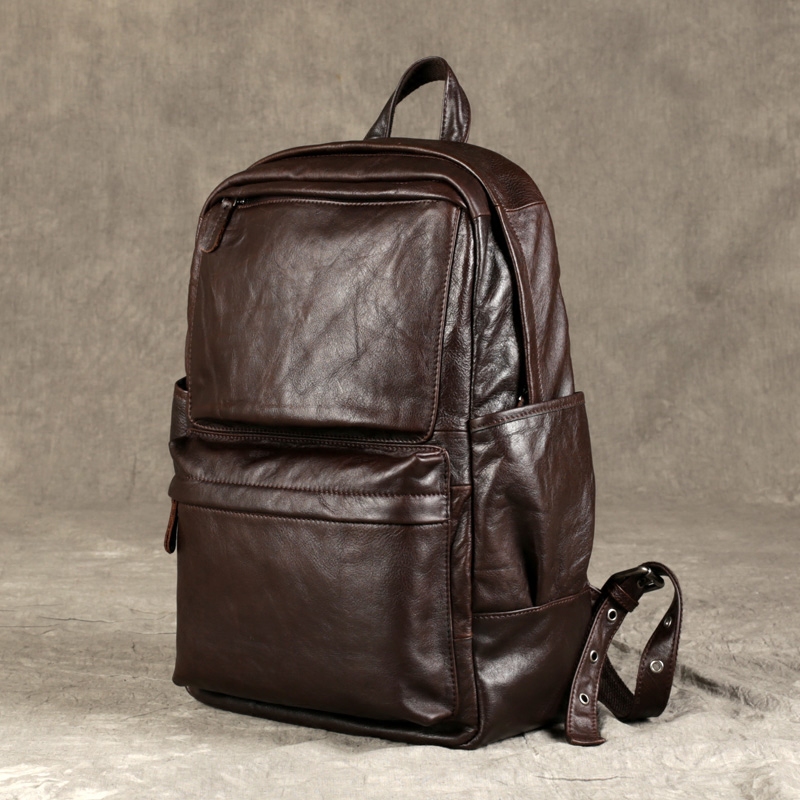 Ancient leather men with shoulder bag wax skin travel bag Han version fashion trend casual computer bag