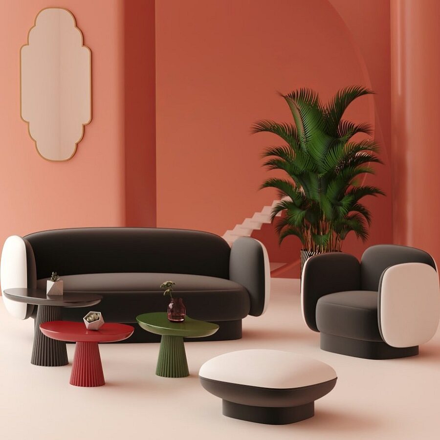 Nordic modern curved small coffee table coffee table glass steel material custom small side table mushroom reception negotiation table