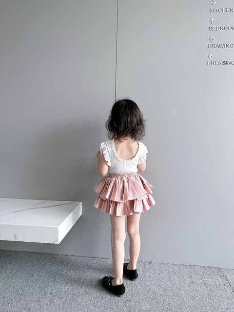 LinerBaby ເດັກຍິງ pleated skirt ruffled tutu skirt summer ເດັກນ້ອຍ cake skirt skirt culottes