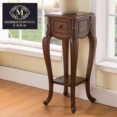 American solid wood flower stand European style flower a few corners of the living room corner floor pot stand high-end shelf retro flower table