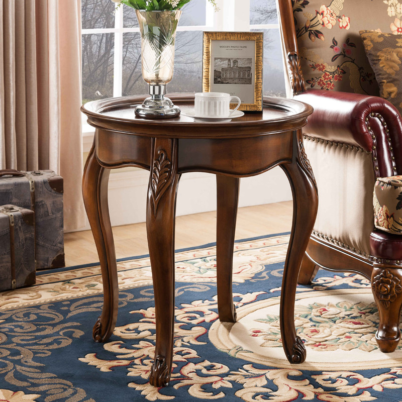 American full solid wood small round few living room sofa side few European round small tea table sofa side table corner table