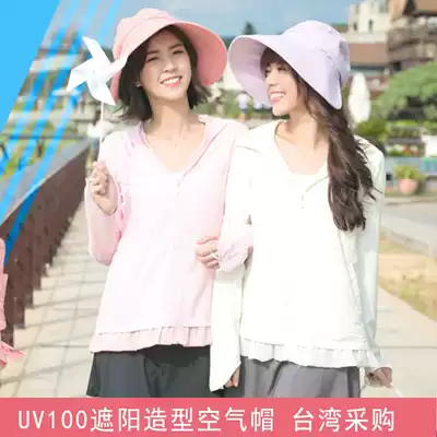 Spot Taiwan UV100 sunshade shape air cap-side flap can turn big hat brim sunscreen anti-UV