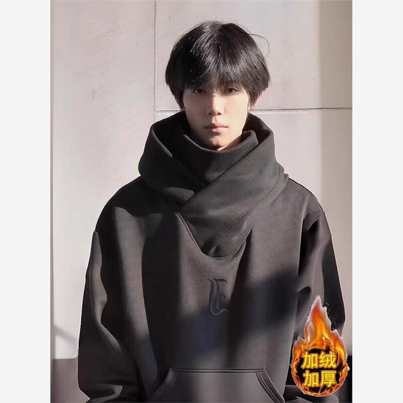 Autumn and Winter Popular Sweatshirt with High Collar, Hooded, Fleece-Lined, Thickened, Trendy American Ninja Hoodie for Men and Women Autumn and Winter Popular Sweatshirt with High Collar, Hooded, Fleece-Lined, Thickened, Trendy American Ninja Hoodie for Men and Women