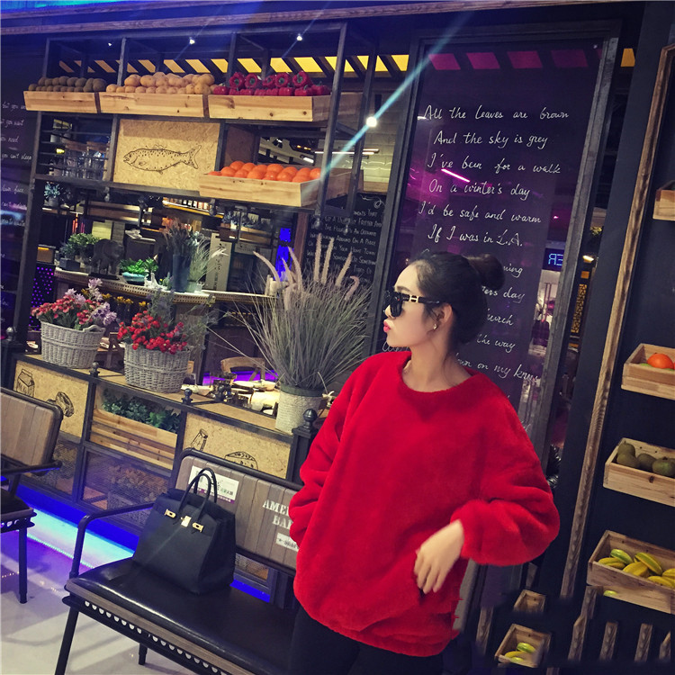 Mùa thu đông mới 2018 áo len dài áo len nữ lông thỏ sang trọng áo khoác giả lông lông áo thun - Áo len áo khoác đôi nam nữ