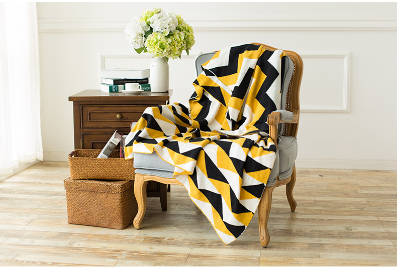 Mới phong cách Bắc Âu đơn giản hình học đơn giản đan chăn bông sofa chăn dòng chăn chăn đôi len chăn nap - Ném / Chăn chăn nhung mùa đông