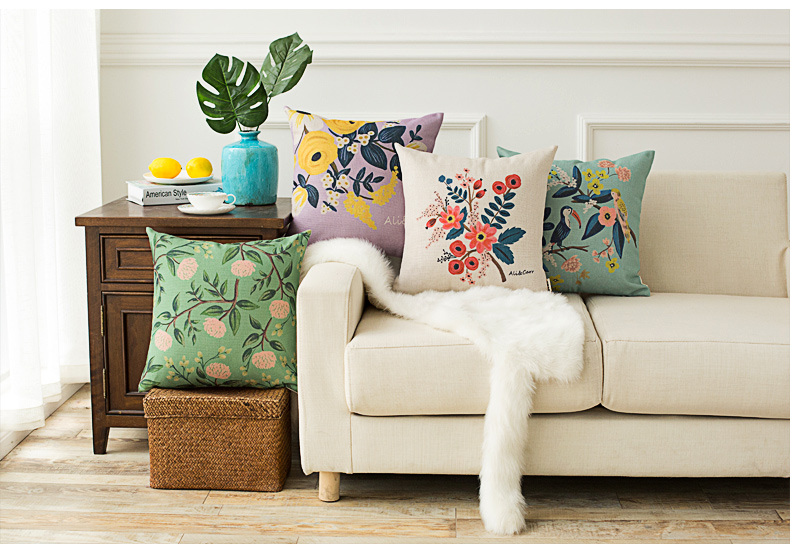 Gối vải tươi nhỏ gối sofa với lõi đệm văn phòng đơn giản hiện đại trở lại giường cotton và vỏ gối bằng vải lanh - Trở lại đệm / Bolsters Gối hình thú cho bé