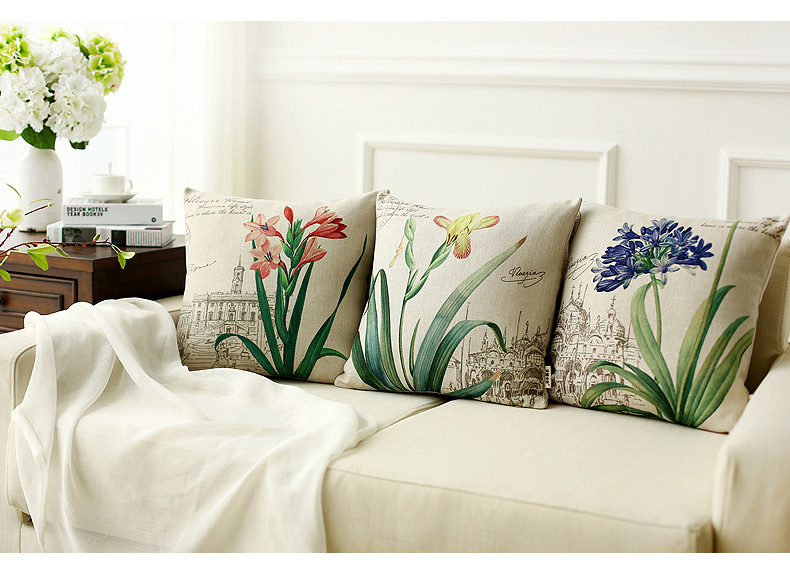 Vintage bông cùi sofa gối đệm Hoa hoa gối văn phòng phòng khách phòng ngủ trở lại với lõi gối thắt lưng - Trở lại đệm / Bolsters Chăn tiện ích