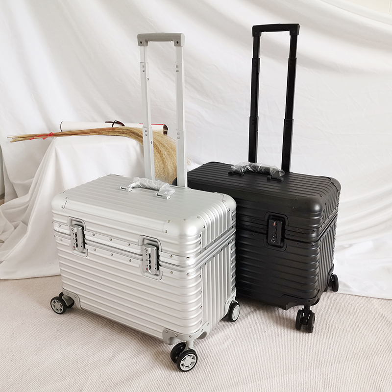 Exported to Japan Aluminum-Magnesium Alloy Trolley Suitcase Business Photography Luggage Suitcase for Women and Men Travel Boarding Suitcase 18inch Flip-Top