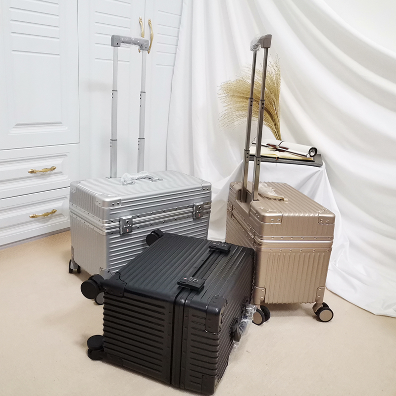 Exported to Japan 18inch Aluminum Frame Captain's Suitcase Men's Luggage Boarding Photography Case Women's Travel Universal Wheel Flip-Top Trolley Case
