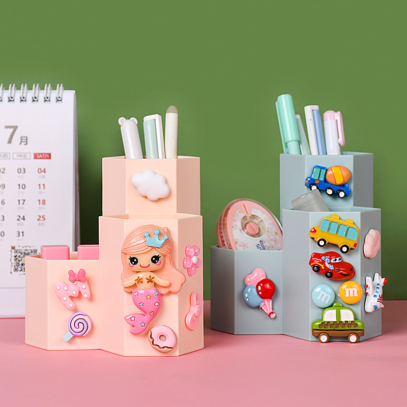 Cartoon cute desktop desk pen container fashion simple creative multifunctional stationery storage box storage rack