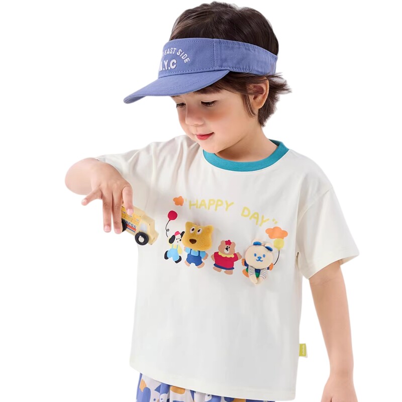 【100%全棉】儿童夏季纯棉短袖T恤7A抑菌男女童夏装衣服宝宝童装