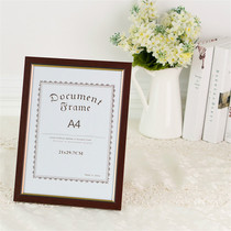 Classic mahogany color gold edge A4 certificate photo frame 6 inch 7 inch 8 inch 10 inch table hanging wall wood grain environmental protection PS foam