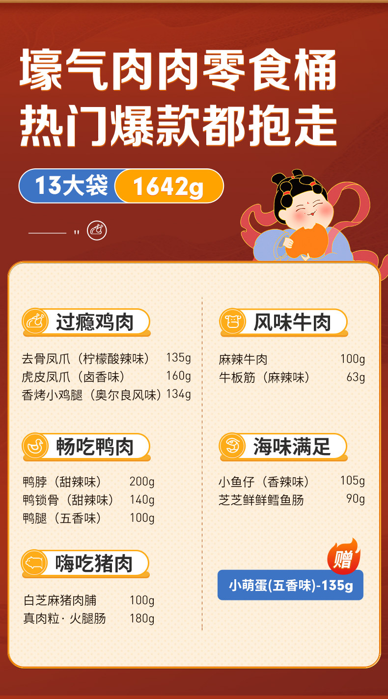 百草味 14款全肉零食大礼包 1642g/13袋 图2