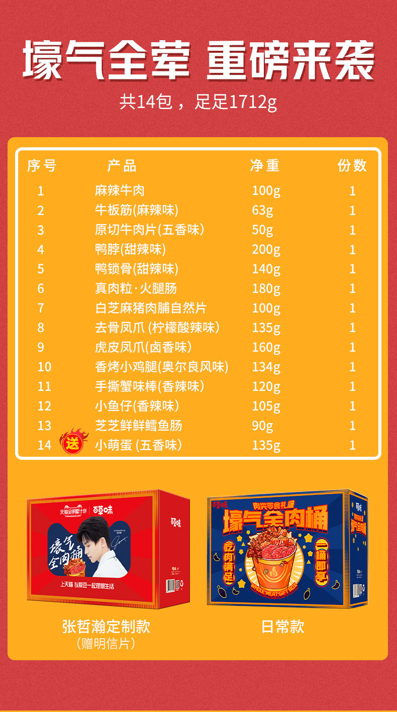 百草味 14款全肉零食大礼包 3.4斤 图2