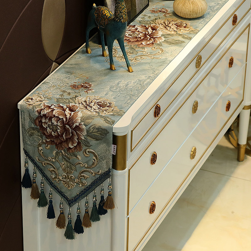 European Five-Class Table Flag Table Cabinet Shoes Cabinet Decorated Table Towels Table Cloth Blue Bed Luxury