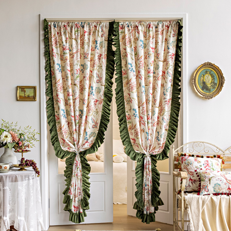 American-Style Fabric Door Curtain, Partition Curtain, Bedroom Blocking Curtain, Living Room Window Curtain, Wind-Blocking Curtain, Trendy No-Drill Installation, High-End Feel