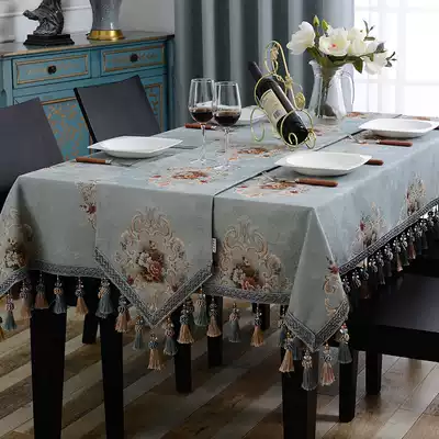 European-style tablecloth fabric rectangular Western-style table Square table Coffee table tablecloth mat household living room blue tablecloth Eight immortals table