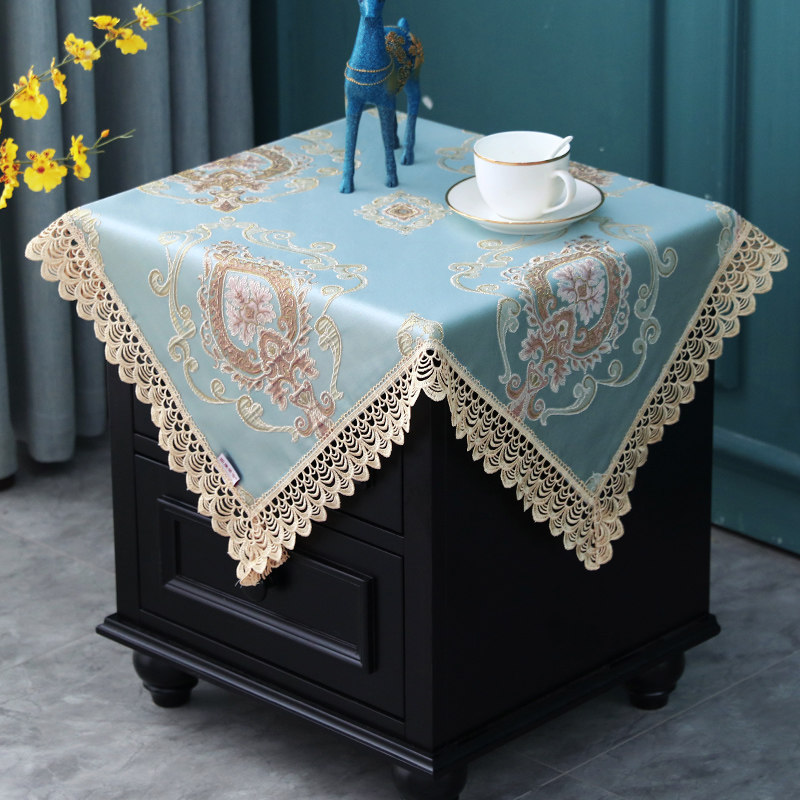 Eurostyle lace bed head cabinet corner Several cover cloth printer cover cloth anti-dust cover cloth art small square towel square tablecloth bedroom 