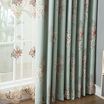 European curtain light blue fresh blue veil head water wave curtain head dark bedroom shade balcony living room hook style