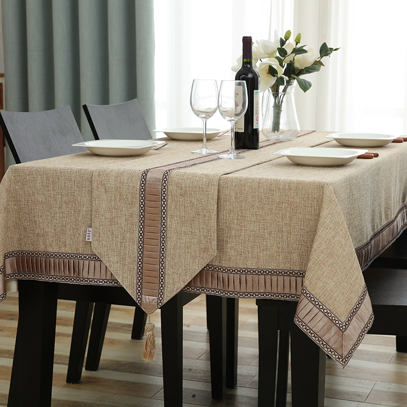 Europeanstyle tablecloth cloth rectangular household living room small fresh plaincolored