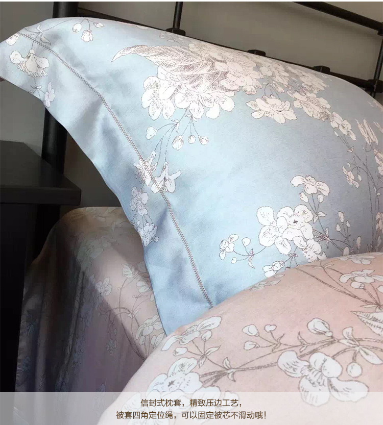 Tinh khiết hai mặt Tencel bốn mảnh vườn lụa mùa xuân và bộ đồ giường mùa hè băng lụa tấm chăn trải giường 1,8m giường - Bộ đồ giường bốn mảnh bộ chăn ga