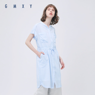 Gỗ cổ buổi tối cừu GMXY2018 mùa hè của phụ nữ mới mùa thu vai nghệ thuật DrawString eo váy triều mới váy váy đầm trung niên cao cấp