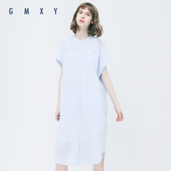 Cổ Muxi cừu GMXY2017 mùa hè của phụ nữ nghệ thuật mới túi lớn áo sơ mi dress new breathable vòng cổ váy