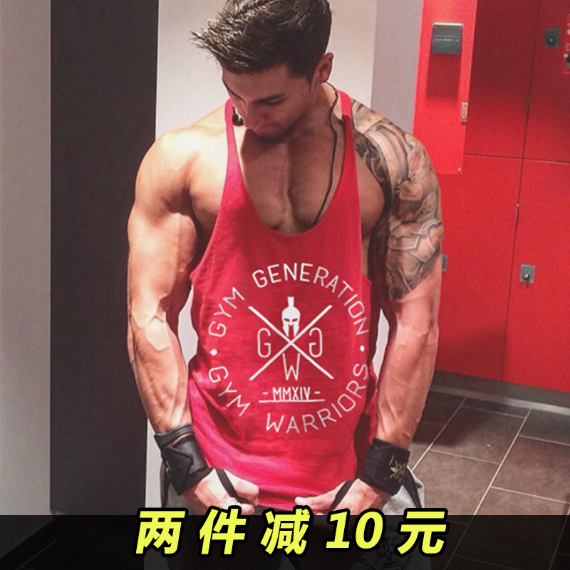 Men's Sports Fitness Tank Top, Loose and Breathable, Muscle Brother Training, Trendy Brand, European and American Style, Bodybuilding, Pure Cotton, Sleeveless