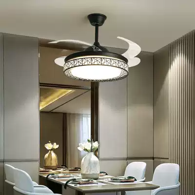 Charged ceiling fan lamp household living room lamp modern simple invisible silent electric fan chandelier dining room bedroom LED light