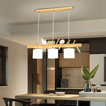 Bird chandelier dining hall lamp three-headed Japanese creative personality restaurant chandelier modern simple solid wood Nordic lamps