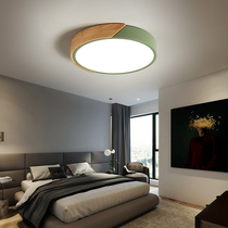 led ceiling light wood art Nordic macaron bedroom light creative ultra-thin color round childrens room bedroom light
