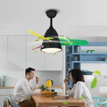 Nordic macaron simple modern ceiling fan lamp living room bedroom lamp remote control with fan chandelier restaurant fan lamp