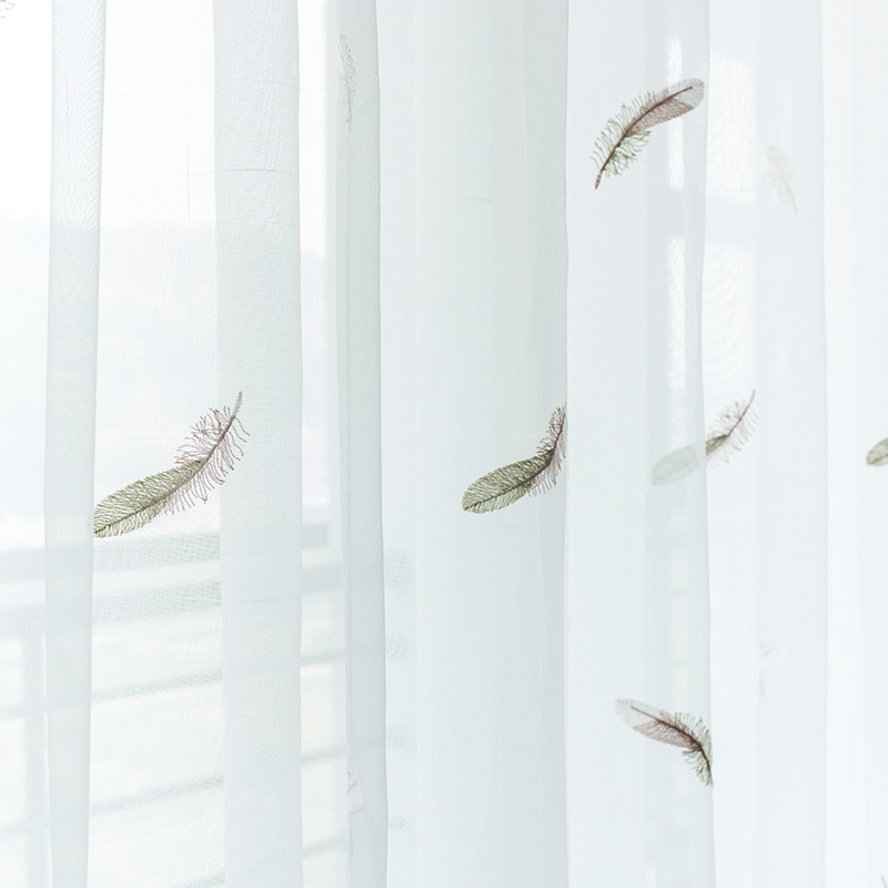Feather screen curtain partition curtain Balcony screen small fresh translucent screen curtain Simple modern finished fabric Living room bedroom