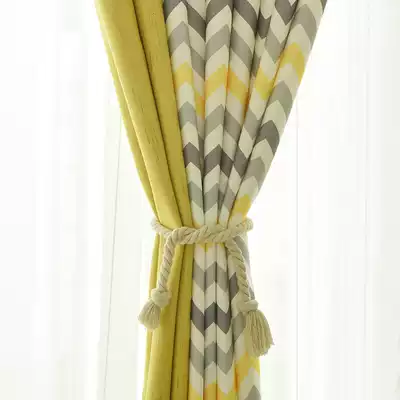 Net red curtain bedroom blackout ins living room fresh custom stitching Nordic style curtain finished simple modern