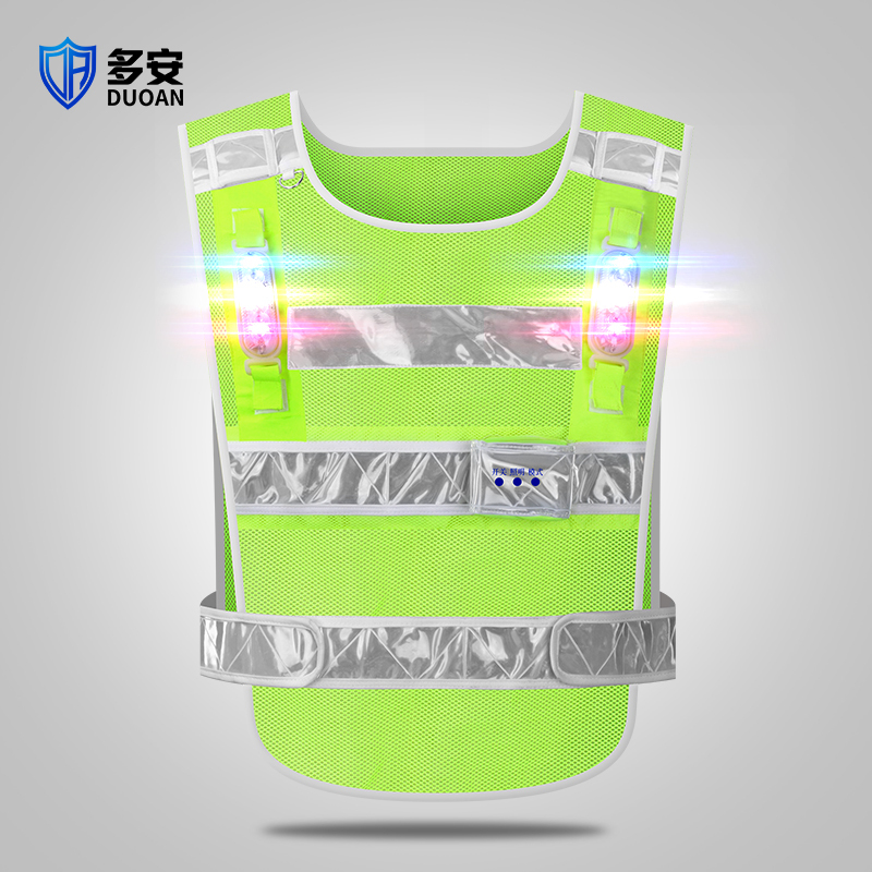 Rechargeable Led Flashing Light Reflective Vest Traffic High-Speed Rescue Flashing Reflective Clothing Vest Safety Clothing with Printing