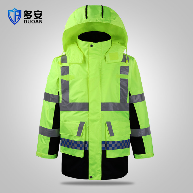 Reflective cotton clothes high speed traffic road safety clothing Outdoor fluorescent outsuit road Politics Rain-proof winter cotton padded jacket