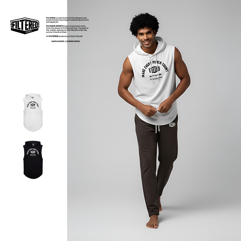 Filtered Boxing Training Clothing Black Hooded Sleeveless T-Shirt Men's Spring Breathable Loose Sports Vest