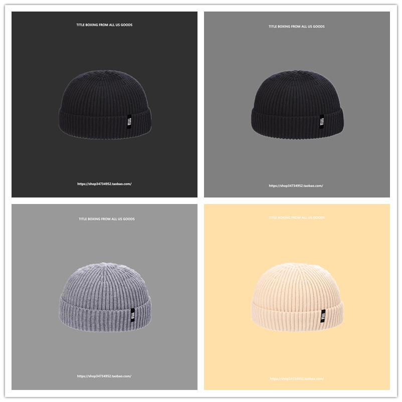 TITLE autumn winter ins wind wool wool knit melon peel cold cap sports boxing 100 hitch black grey beige hat men and women