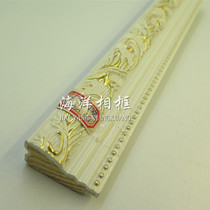 Picture frame photo frame country painting cross embroidered framed plaster wood line A:316-3 white gold