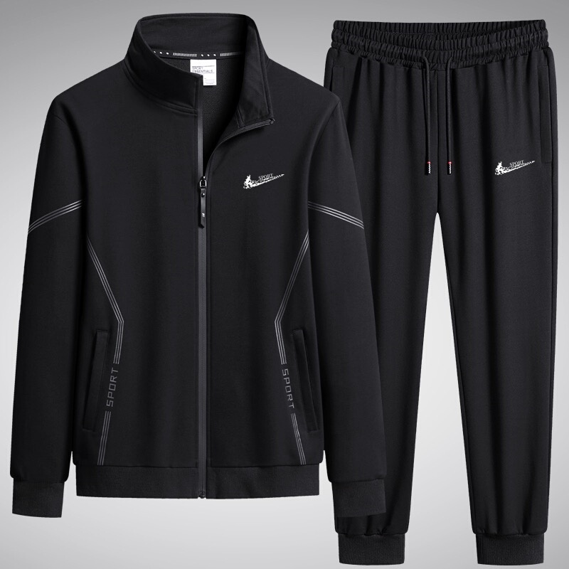Nike Sports Suit Men's Spring and Autumn New Style Pure Cotton Stand-Up Collar Cardigan Jacket Paired with Casual Trousers Two-Piece Set