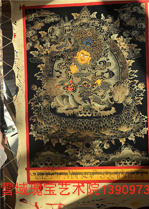 Tibetan hand-painted treasure king Thangka entrance decorative art boutique hanging painting for treasure transfer Baoping press ornaments