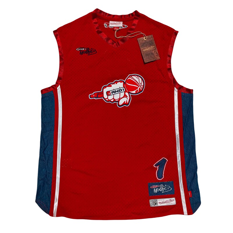 Mitchell&Ness American Version Replica of Andrei Mixtape Street Basketball Red No. 1 Embroidered Jersey Mn
