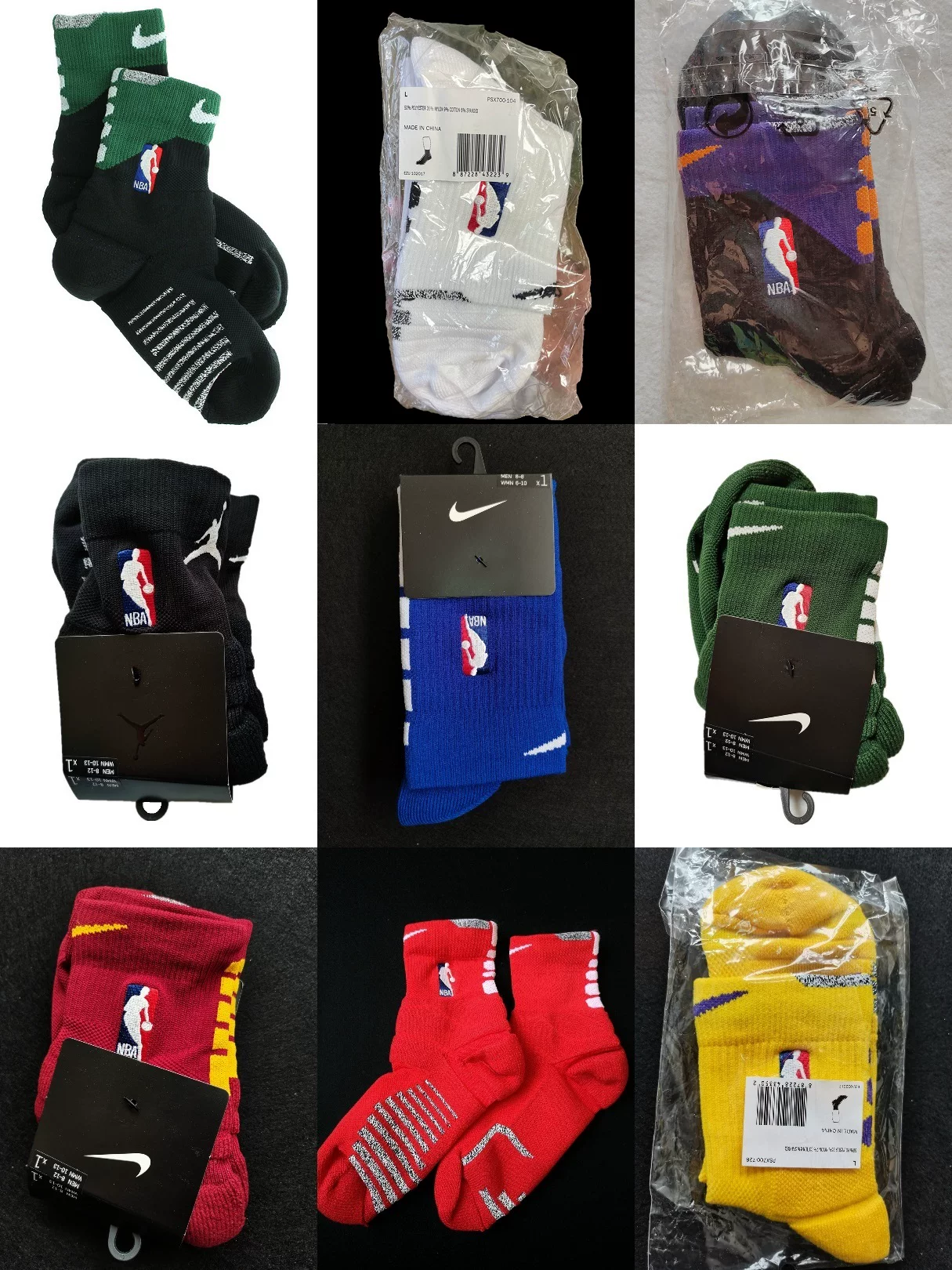 Версия игрока Nike GI Warriors Hornet Raptors Black and White GRIP Power Low Middle-high Gangs Basic Socks Basketball socks