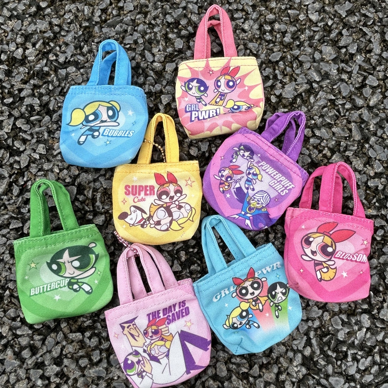 Super Cute Powerpuff Girls Cartoon Beautiful Headphone Bag, Luggage Hanging Bag, Mini Handbag, Storage Bag