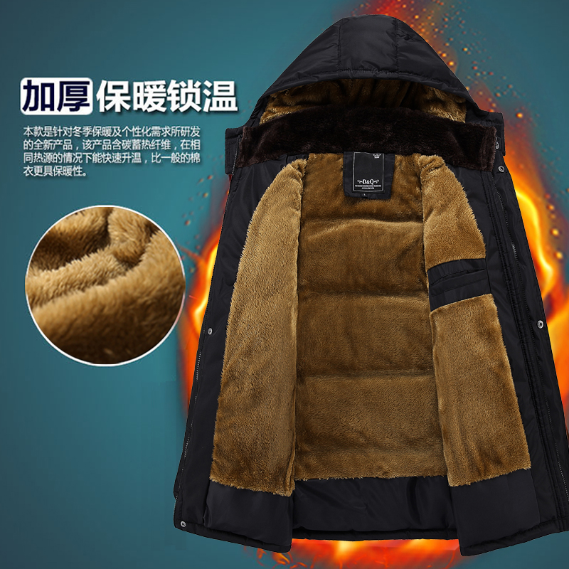 Middle-aged and elderly cotton-padded men's plus velvet thick middle-aged cotton-padded father's winter coat plus fertilizer plus size winter padded jacket