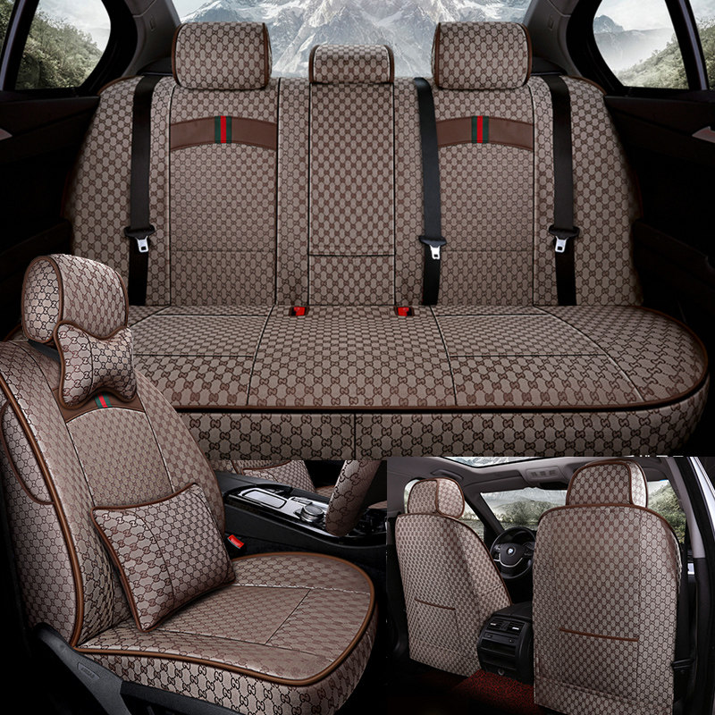 Full surround car seat cover fabric car cushion seat cover breathable seat cushion women linen car seat cushion universal all seasons