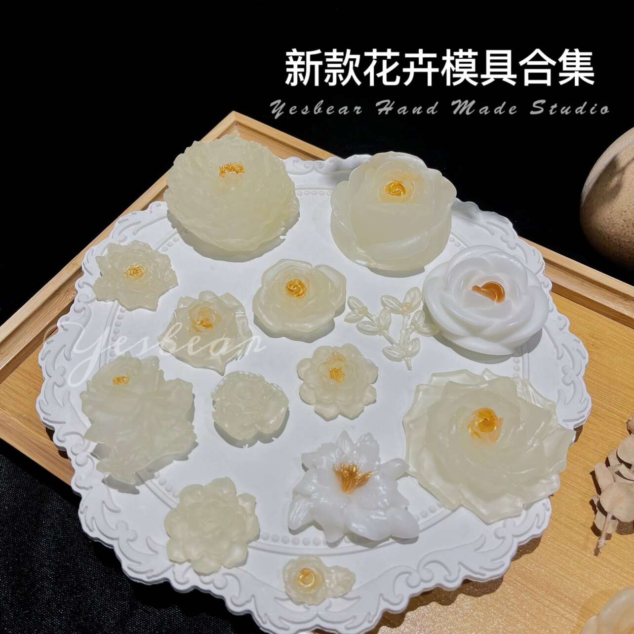 Yesbear big bear hand for new flower floral die rose peony lily lotus moon season silicone molds