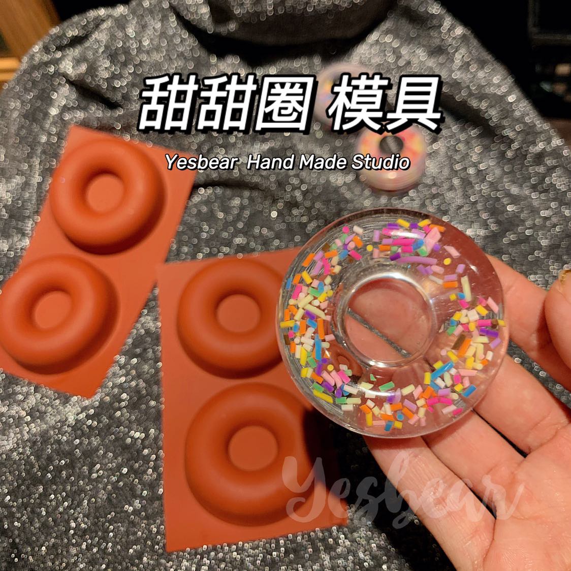 Yesbear big bear hand for doughnut silicone mold big number doughnut die Diy crystal glue molds