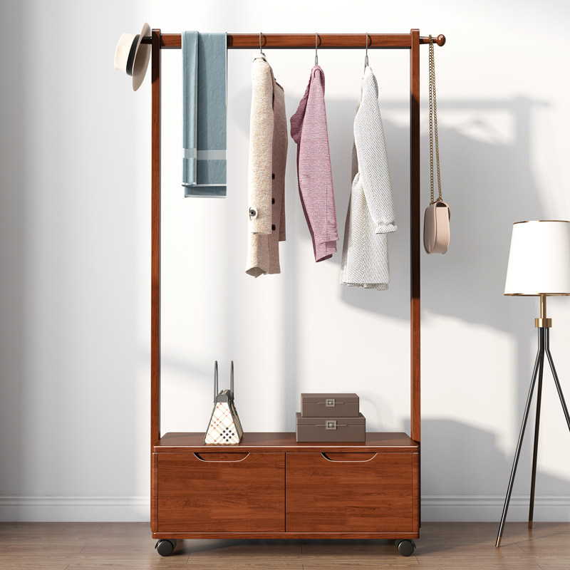 [USD 356.32] Solid wood hanging rack landing on the floor bedroom hood ...