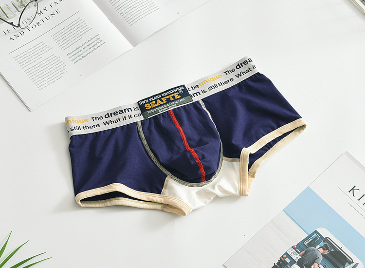 Tide phần tiêu chuẩn cotton boxer nam Thấp eo thanh niên cá tính nam đồ lót chữ đơn giản boxer màu rắn quần sip nam